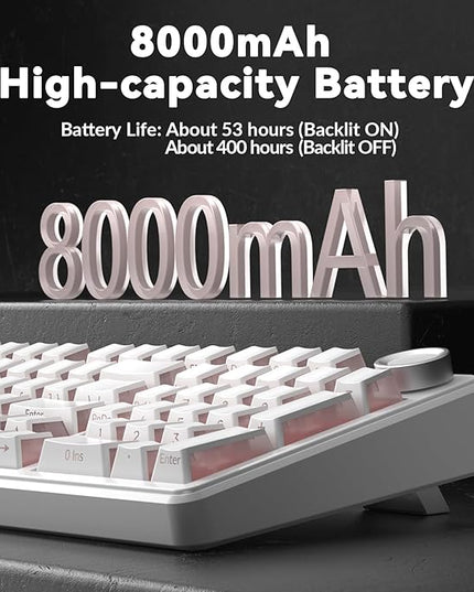 AULA F99 Pro Wireless Mechanical Keyboard-Silent Version,BT5.0/2.4GHz/USB-C Hot Swappable Custom Keyboard,Gasket Structure,Pre-lubed Linear Switches RGB Backlit Computer Gaming Keyboards,White