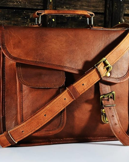 URBAN DEZIRE Men's Genuine Leather Small Briefcase Messenger Satchel Ipad Tab Tablet Bag 11 compatible with Apple product