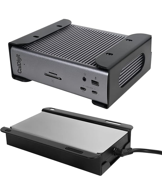 Under Desk Holder for Thunderbolt 4 Dock/Thunderbolt 3 Dock and Power Cable, Under Desk Iron Storage Rack for TS4 / TS3 Plus, No Drill, Easy Install with All Hardware Included