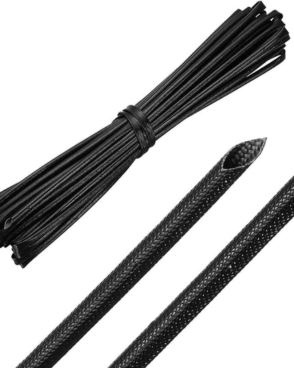 MECCANIXITY 30ft Braided Cable Sleeve, 3/32" ID 200C High Temperature 1500V Fiberglass Wire Insulation Cord Protector Organizer Wires Management for Motor Engine Fuel Line, Black