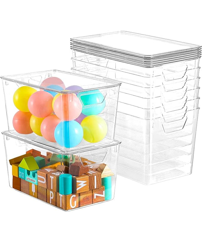 6 Pack Clear Storage Bins with Lids, 7 Quart Stackable Storage Boxes for Storage and Organization, Plastic Storage Containers with Lids, Plastic Bins with Handles for Office, Bedroom, Study Room