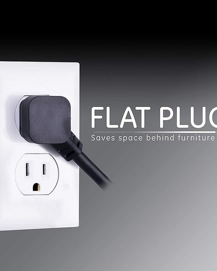 GE 6-Outlet Surge Protector, 20 Ft Extension Cord, Power Strip, 800 Joules, Flat Plug, Twist-to-Close Safety Covers, Protected Indicator Light, UL Listed, Black, 50769