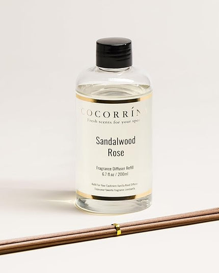 COCORRÍNA Refill - Sandalwood Rose 6.7 Fl.oz Reed Diffuser Refill with 8 Sticks