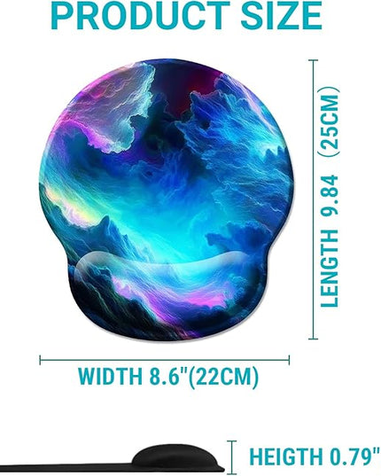 Galaxy Mouse Pad with Wrist Rest, Ergonomic Gel Mousepad Wrist Support, Computer Gaming Cute Mouse Pad with Pain Relief Non-Slip PU Base for Desk Accessories Home Office Decor Supplies