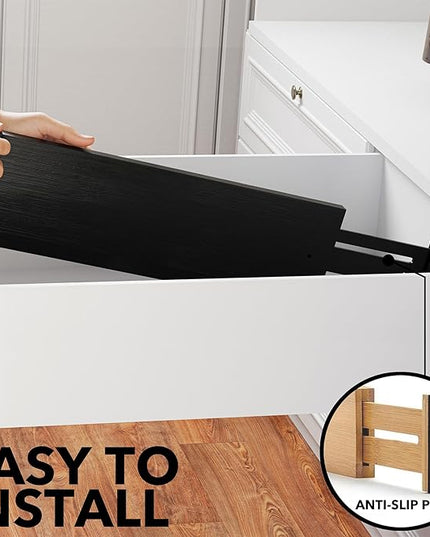 SpaceAid Bamboo 4 Pack Dresser Drawer Dividers, 4.65“ High Adjustable 17“-22” Drawer Organizers, Expandable Organization for Clothing, Clothes, Dressers, Black