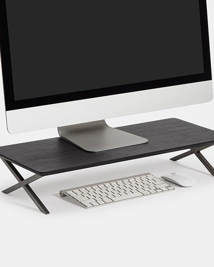 Anji Mountain Monitor Stand - Desktop Organizer & Laptop Riser, Ergonomic Monitor Riser, Space-Saving Monitor Stand for Desk, Durable Construction, Easy Assembly, Ideal for Home & Office,Black