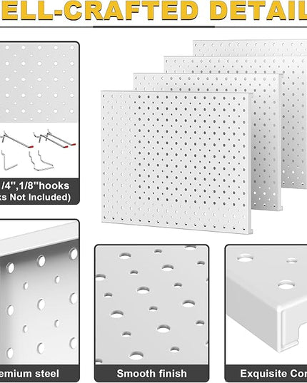 Ultrawall Metal Pegboard Panels, Pegboard Wall Organizer, Peg Boards for Wall, Garage Tool Storage Organization, 12"X16", 4pcs, Gray