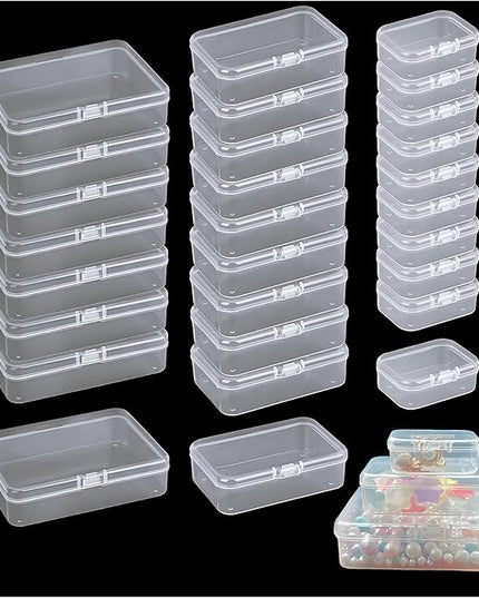 Bead Organizers and Storage-28 Pcs Small Plastic Boxes,Mini Clear Plastic Storage Boxes with Lids,for Jewelry Making Organizer,Containers Hair Accessories, Earrings,Crafts,Sewing Supplies Bead Storage