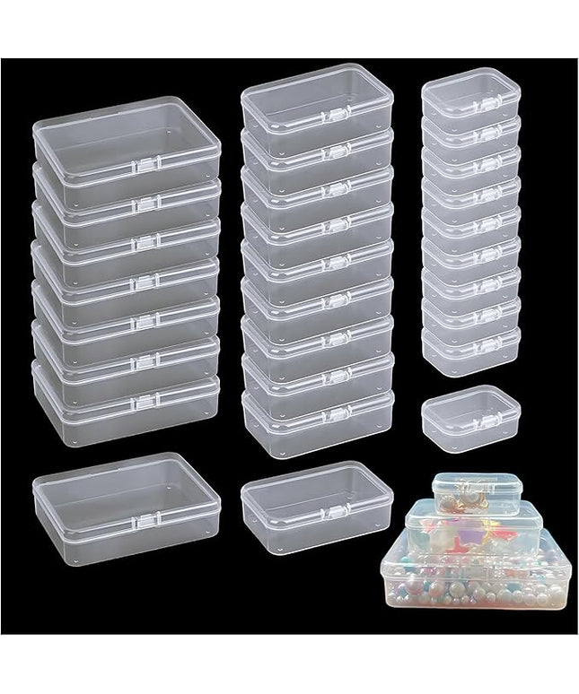 Bead Organizers and Storage-28 Pcs Small Plastic Boxes,Mini Clear Plastic Storage Boxes with Lids,for Jewelry Making Organizer,Containers Hair Accessories, Earrings,Crafts,Sewing Supplies Bead Storage