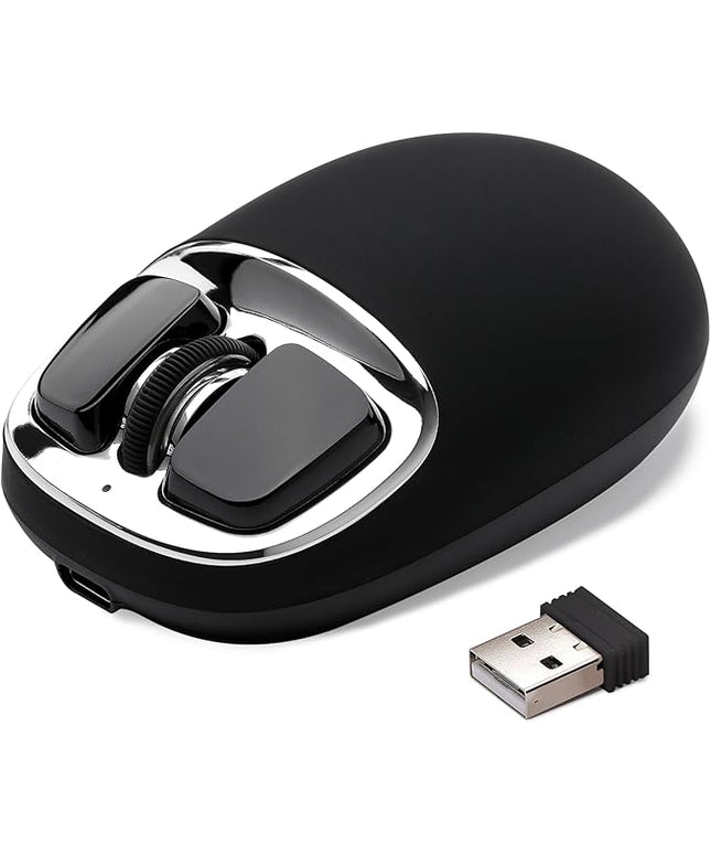 YUNZll C1 Silicone Wireless Mouse, Tri-Mode 2.4G/USB-C/Bluetooth Mouse, 4800 DPl Optical Tracking, 6 Adjustment Levels,Customize Mice for Laptop, Computer, iPad, MacBook (Black Silver)