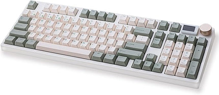 NJ98 Wireless Custom Mechanical Keyboard with Screen Knob 96% Hot Swappable RGB Keyboard Mac Windows (Pale Green, Brass Plate-Box Taro Ice Cream Pro)
