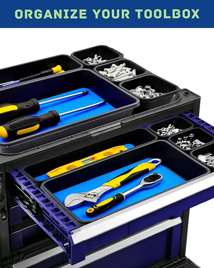 Tool Box Organizer, Tool Drawer Organizer Tray Divider, Toolbox Organization, Garage Tool Organizers and Storage, Tool Box Accessories for Rolling Tool Chest Cabinet (Blue (47PCS))