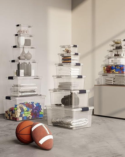 Superio Clear Storage Bins with Lids, 16 Quart BPA Free Plastic Containers, Transparent Boxes for Organizing, Stackable Crates, Organizer Totes for Home, Office, School, and Dorm