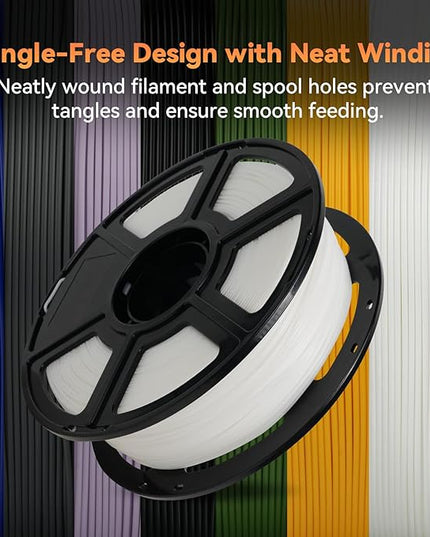 FLASHFORGE PLA Filament 1.75mm +/- 0.02mm, Matte White 3D Printer Filament 1kg (2.2lbs) Spool, Excellent Printing Performance, Easy to Use for Most FDM 3D Printers