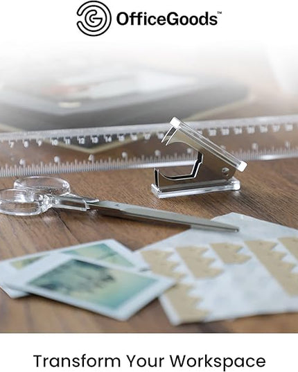 OfficeGoods 3 Piece Acrylic Desk Set - Includes Ruler, Staple Remover, Scissors - Functional & Elegant Desk Accessories - Stationary Tools for Home, Office, and School - Silver