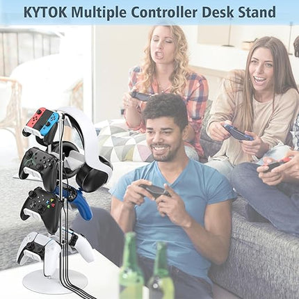 Kytok Gamer Gifts, Headset Stand 4 Tiers with Cable Organizer, Controller Stand Compatible with PS5/Xbox/Nintendo Switch/PS Portal/PS4, Headset Holder & Controller Holder