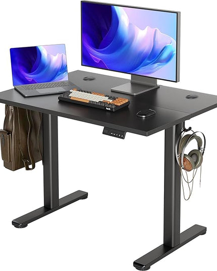 INNOVAR Electric Standing Desk, Adjustable Height Stand up Desks, 40 x 24 Inches Sit Stand up Desk for Home Office Computing, 3-Preset Memory Height Ergonomic Rising Desks, Black