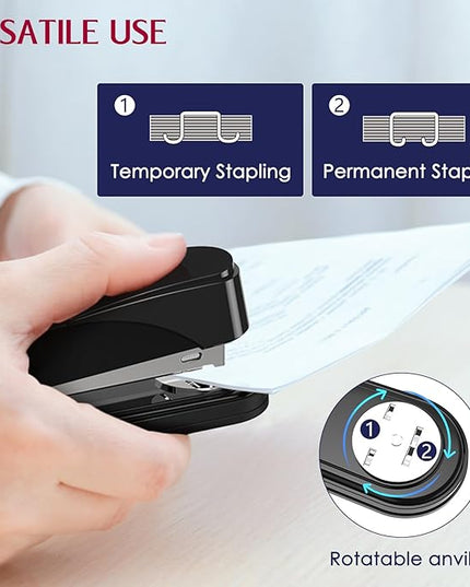 Metal Stapler Heavy Duty 50 Sheet Capacity with 1750 Staples and Staple Remover, Full Strip Staplers for Desk, No Jam, Non-Slip for Office & Classroom, Black