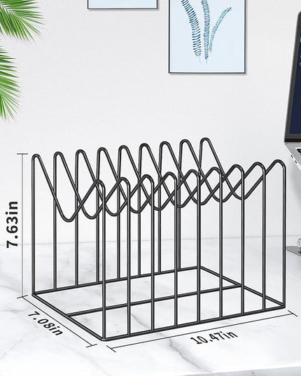 4 Sets File Organizer for Desk,File Sorter Organizer,File Folder Holder/Rack/Stand,Desktop Record/Clipboard Holder,8 Sections Storage,Anti-Scratch/Pilly/Rusty,Metal Stable Holder,Black