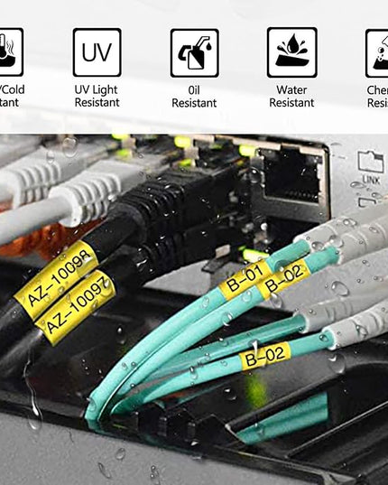 2 Pack Compatible for Dymo Heat Shrink Tube Label 18056 12mm 1/2 inch Black on Yellow Tape for Cables Wires use in Rhino 4200 5200 5000 6000 Industrial Label Maker