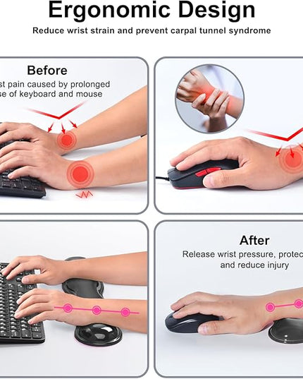 Gel Keyboard and Mouse Wrist Rest Set, Comfort Ergonomic Wrist Support, for Wrist Pain Relief, Computer Keyboard Wrist Rest (Black)
