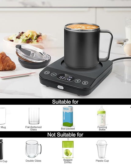 Coffee Mug Warmer & Mug Set, 30W Coffee Cup Warmer with 16oz Cup for Desk with Auto Shut Off, Timer Function, Smart Mug Heater for Heating Coffee, Tea, Candle, Beverage, Gifts