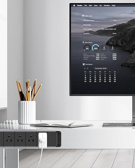 45W USB-C Fast Charging Under Desk Power Strip,12 Outlet Mountable Power Strip with 4 USB,1200J Surge Protection,6FT Flat Extension Cord Black