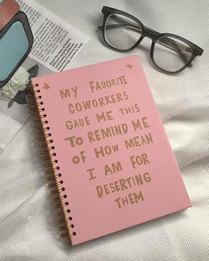 NeatNiche Spiral Notebooks For Work- Hardcover Gold coil-bound Journal Dairy For Women, 5.8"x8.3",Funny Going Away Gifts For Coworkers,Sarcastic Farewell Gifts,Coworker Leaving Gift,New Job Or Birthday Gift (Rose )
