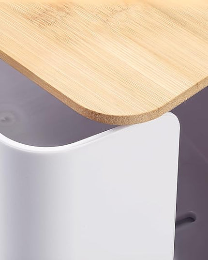 ZhiYo Bamboo Lid Cord Organizer Box, 2Pack Large Cable Management Box, Safe ABS Wire Organizer for TV and Computer, Wood Cover Cord Hider to Hide Wires, USB Hub & Under Desk Power Strip, White