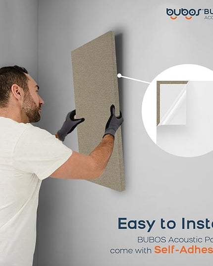 BUBOS 4 PCS Acoustic Panels,23.6''x11.8'' Fabric Soundproof Wall Panels,Self-adhesive Sound Absorbing Panels for Studios, Office, Home Theater,Fabric-Clad Jute