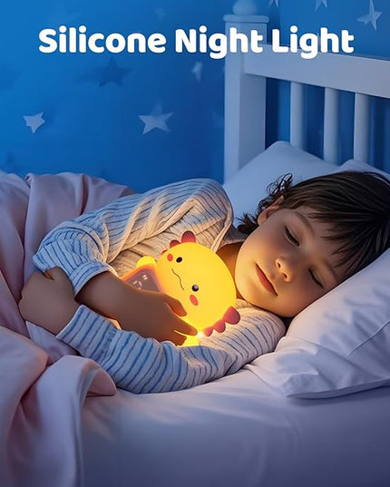 Axolotl Alarm Clock with Night Light for Kids, Rechargeable Silicone Lamp Time to Wake Clock，Cute Animal Tabletop Lamp, Perfect Sleep Companion for Boys Girls