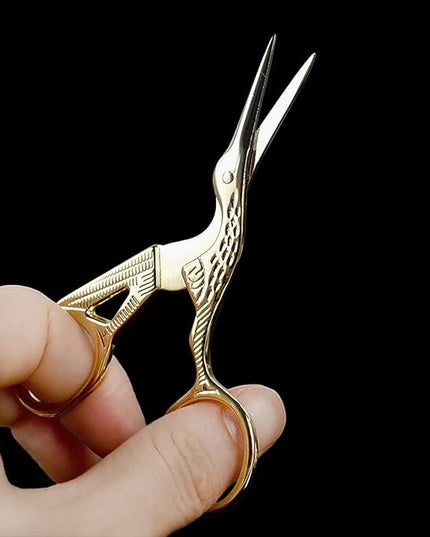 BIHRTC Gold Vintage Plum Blossom Scissors and Classic Crane Design Sewing Scissors for Embroidery, Sewing, Craft, Art Work & Everyday Use