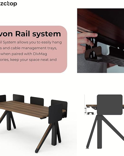 DEZCTOP Revon Elite Electric Standing Desk, 59" x 27.6" Large Work Surface, Height Adjustable (25.6"-51.2"), Sturdy Keel Frame, with Magnetic Modular System, Anti-Collision, Walnut for Home Office