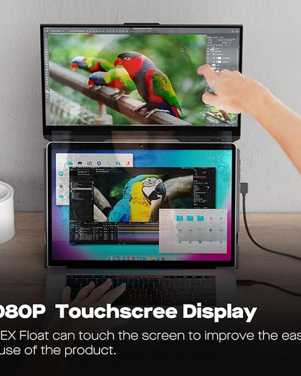 Duex Float Mobile Pixels 15.6" Stacked Portable Screens, Full HD IPS 1080P Touchscreen Monitor with Built-in Kickstand, USB Type-C/HDMI Plug and Play, Support Windows/Mac/Android/ChromeOS/Switch