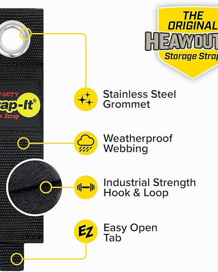 Heavy-Duty Wrap-It Storage Straps, 13-inch (6 Pack) - Hook and Loop Extension Cord Organizer Hanger, Cord Wrap, Cable Straps for Cables, Hoses, Rope for Home, RV and Garage Storage and Organization