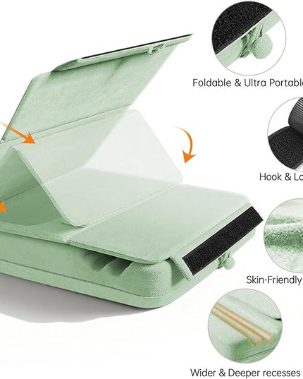 TpeeTeek Tablet Pillow Stand with Storage, Foldable iPad Holder for Lep, Bed, Sofa, and Desk - Soft Pad Dock with Pocket and Stylus Mount Compatible with 4-13" iPad Pro/Air/Mini, Galaxy Tab, Kindle