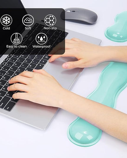 Gel Wrist Rest for Keyboard and Mouse, Wrist Rest for Keyboard, Mouse Wrist Support, Pain Relief, Cool Touch, Non-Skid, Mouse Wrist pad