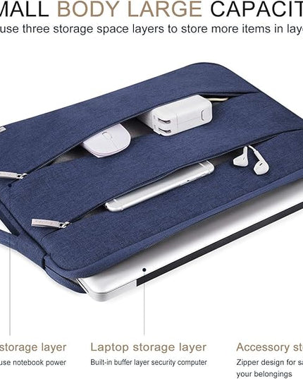 Voova 15.6 16 Inch Laptop Sleeve Case Compatible with MacBook Pro 16 M1/M2/M3/M4 Max 2019-2025, 15.6-16” Hp Lenovo Acer Asus, Waterproof Slim Computer Bag Cover with Handle, Blue