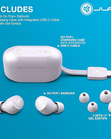 JLab Go Air Pop+ True Wireless Earbuds, in Ear Headphones, Bluetooth Earphones, 35H Playtime Ear Buds, Bluetooth Earbuds with Microphone, USB-C Charging Case, Dual Connect, EQ3 Sound, Lilac