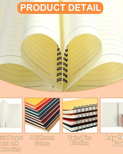 Yahenda Spiral Notebook Bulk A5 Journal Lined 8.3'' x 5.5'' Writing Composition Paper Small Notepad Subject Notebook for Students Office Business Back to School Supplies(Multi Color,72 Pcs)