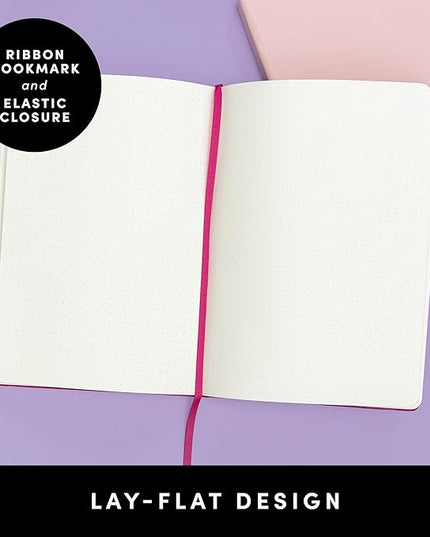PAPERAGE Dotted Journal Notebook, (Raspberry), 160 Pages, Medium 5.6 in x 8 in - 100 GSM Thick Paper – Hardcover Journaling Notebook for Work, School & Bullet Journaling