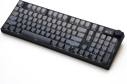 NJ98 Wireless Custom Mechanical Keyboard with Screen Knob 96% Hot Swappable RGB Keyboard Mac Windows (Dark, Brass Plate-Box Deep Sea)