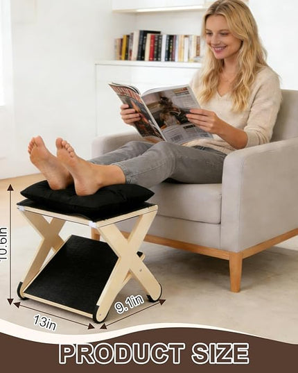 Novabright Double Step Footrest, Wooden Foot Rest for Under Desk at Work with Non-Slip Surface, Ergonomic Foot Stools for Improved Posture, Leg Rest for Chair, Computer Gaming, Home and Office