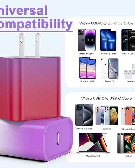 USB C Charger, iGENJUN 2-Pack Fast Charger with Foldable Plug, 20W Cube Charger for iPhone 16/16 Plus/16 Pro/16 Pro Max/15, Galaxy, Pixel 4/3, iPad/iPad mini, and More