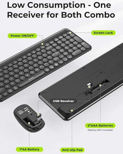 seenda Bluetooth Keyboard and Mouse for iPad, CTU-301 Wireless Multi-Device Connection Bluetooth+2.4G Keyboard Mouse Combo with Tablet Holder for iPad/MacBook/Windows, iOS/Andriod/Phone, Black
