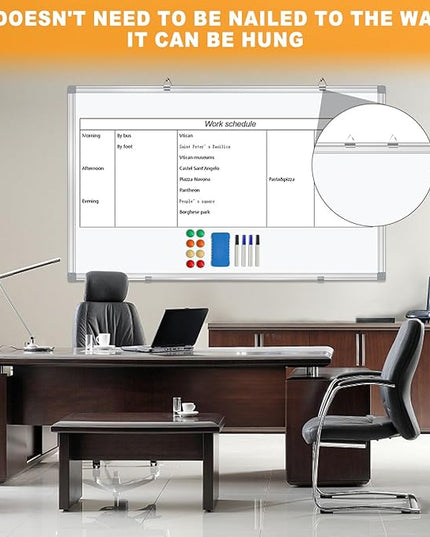 H-Qprobd Dry Erase Board for Wall 72"x40" Aluminum Presentation Magnetic Whiteboard with Long Pen Tray, Wall-Mounted White Board for School, Office and Home