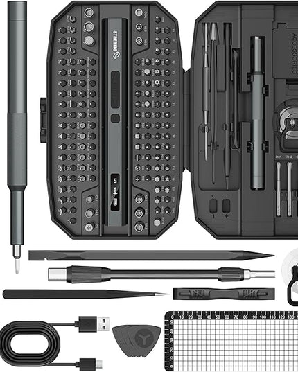 STREBITO Mini Electric Screwdriver Upgraded 155 in 1 Electric Precision Screwdriver Set with 140 S2 Steel Magnetic Bits, 5 Torque Settings, Electronics Repair Tool Kit for Computer, PC, Laptop, Phone