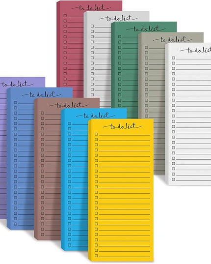 Censen 10 Pack 500 Sheets To Do List Notes Daily Checklist Notepads with 50 Sheets Each Undated Color Memo Pad Block Shopping List Pad Weekly Plan Notepad Organizer Planners(Assorted Color,Lined)