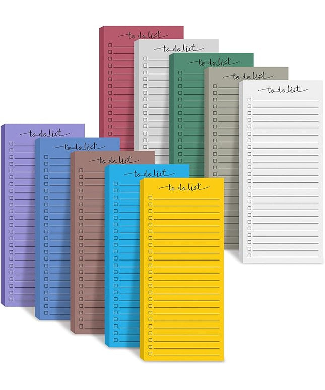 Censen 10 Pack 500 Sheets To Do List Notes Daily Checklist Notepads with 50 Sheets Each Undated Color Memo Pad Block Shopping List Pad Weekly Plan Notepad Organizer Planners(Assorted Color,Lined)