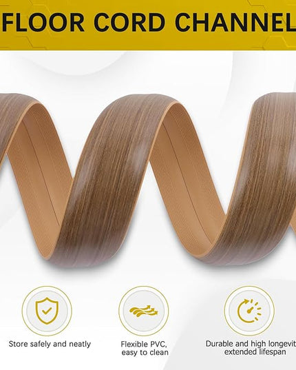 Floor Cord Cover 3.3FT Cord Covers for Wires on Floor Protect Wires & Prevent Trip Hazards, Easy to Cut for Home, Office, School, Concerts, Cavity W0.6in x H0.32in